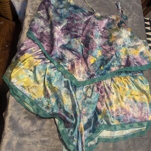 YITTY Multicolor Pajama Set with Green Trim